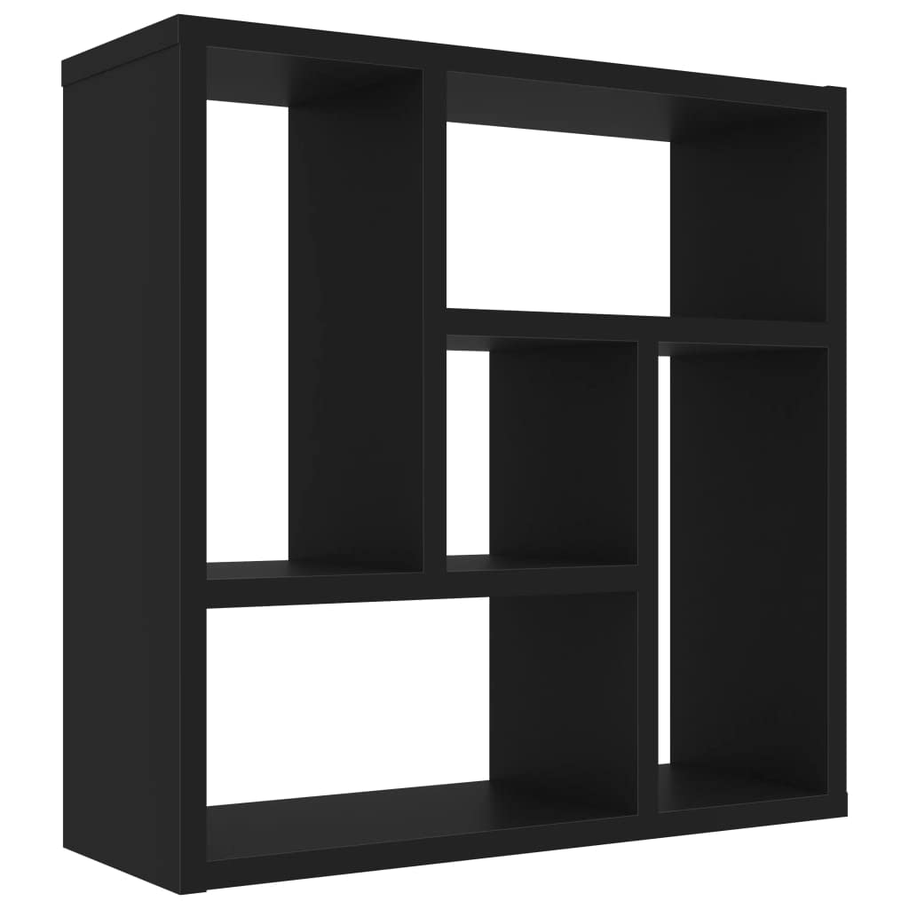 vidaXL Étagère Murale à Livres Suspendue Flottante 5 Étagères Noir Design Moderne 45,1x16x45,1 cm Bois d'Ingénierie pour